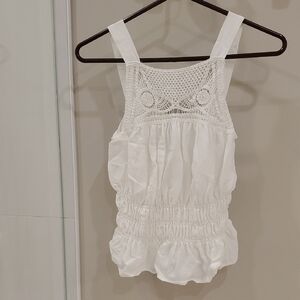 White Crochet Detail Tank Top